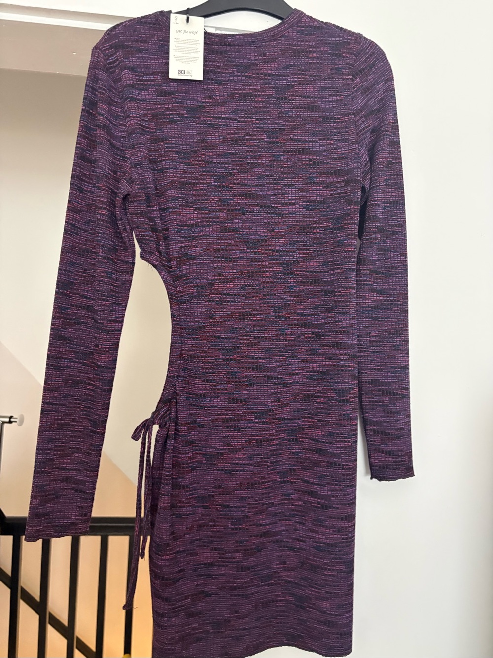 Desigual Purple Marled Long-Sleeve Side-Tie Knit Dress